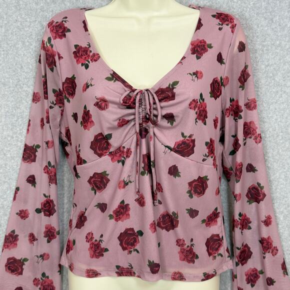 Vtg Self Esteem Babydoll Top Size XL Floral Y2K Stretch Fairy Grunge Whimsigoth - Picture 3 of 16